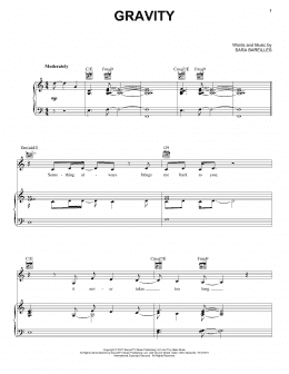 page one of Gravity (Piano, Vocal & Guitar Chords (Right-Hand Melody))