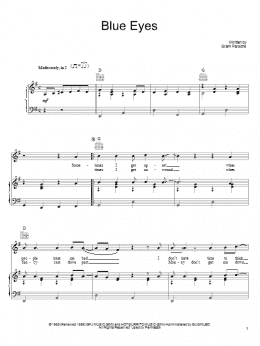 page one of Blue Eyes (Piano, Vocal & Guitar Chords (Right-Hand Melody))