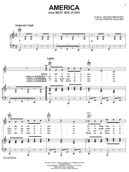 page one of America (from West Side Story) (Piano, Vocal & Guitar Chords (Right-Hand Melody))