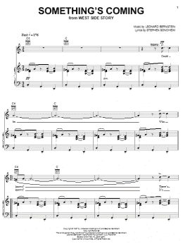 page one of Something's Coming (from West Side Story) (Piano, Vocal & Guitar Chords (Right-Hand Melody))