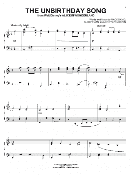 page one of The Unbirthday Song (from Alice In Wonderland) (Piano Solo)