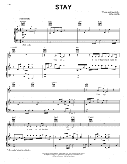 page one of Stay (Piano, Vocal & Guitar Chords (Right-Hand Melody))