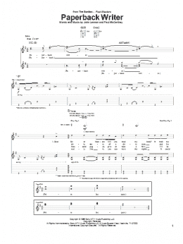 page one of Paperback Writer (Guitar Tab)