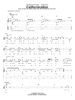 page one of Californication (Guitar Tab)