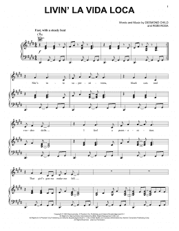 page one of Livin' La Vida Loca (Piano, Vocal & Guitar Chords (Right-Hand Melody))