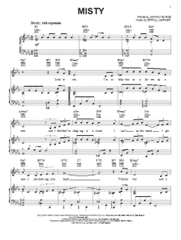 page one of Misty (Piano, Vocal & Guitar Chords (Right-Hand Melody))