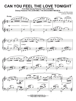 page one of Can You Feel The Love Tonight (from The Lion King) (Piano Solo)