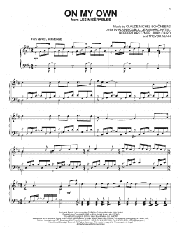 page one of On My Own (from Les Miserables) (Piano Solo)