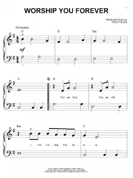 page one of Worship You Forever (Big Note Piano)