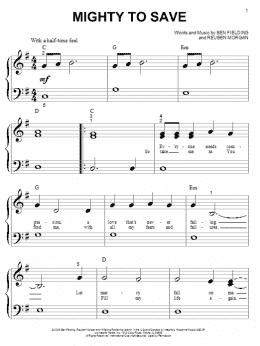 page one of Mighty To Save (Big Note Piano)