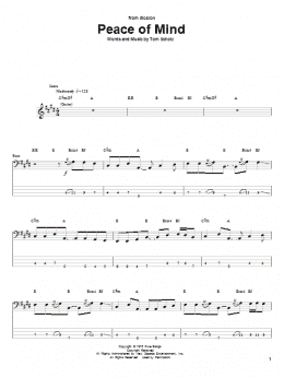 page one of Peace Of Mind (Bass Guitar Tab)