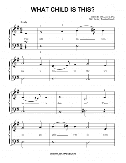 page one of What Child Is This? (Beginning Piano Solo)