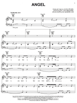 page one of Angel (Piano, Vocal & Guitar Chords (Right-Hand Melody))