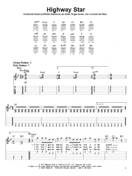 page one of Highway Star (Easy Guitar Tab)