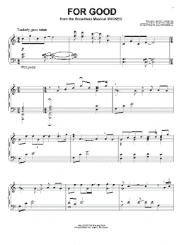 page one of For Good (from Wicked) (Piano Solo)