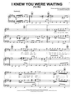 page one of I Knew You Were Waiting (For Me) (Piano, Vocal & Guitar Chords (Right-Hand Melody))