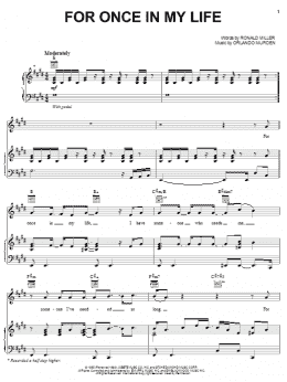 page one of For Once In My Life (Piano, Vocal & Guitar Chords (Right-Hand Melody))