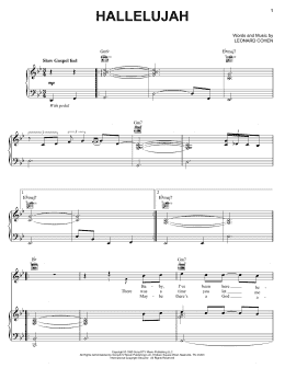 page one of Hallelujah (Piano, Vocal & Guitar Chords (Right-Hand Melody))