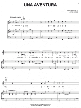 page one of Una Aventura (Piano, Vocal & Guitar Chords (Right-Hand Melody))