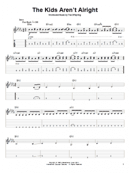 page one of The Kids Aren't Alright (Guitar Tab (Single Guitar))