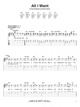 page one of All I Want (Easy Guitar Tab)