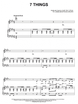 page one of 7 Things (Piano, Vocal & Guitar Chords (Right-Hand Melody))