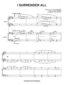 page one of I Surrender All (arr. Phillip Keveren) (Piano Duet)