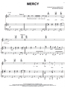 page one of Mercy (Piano, Vocal & Guitar Chords (Right-Hand Melody))