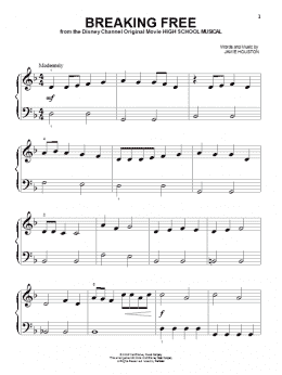 page one of Breaking Free (from High School Musical) (Beginning Piano Solo)