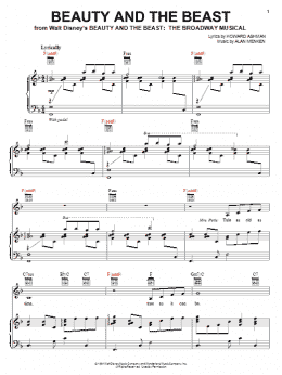 page one of Beauty And The Beast (Piano, Vocal & Guitar Chords (Right-Hand Melody))