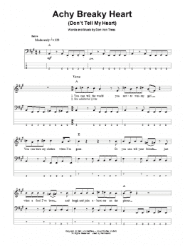 page one of Achy Breaky Heart (Don't Tell My Heart) (Bass Guitar Tab)