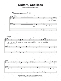 page one of Guitars, Cadillacs (Bass Guitar Tab)