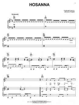 page one of Hosanna (Piano, Vocal & Guitar Chords (Right-Hand Melody))