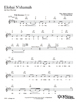 page one of Elohai N'shamah (Lead Sheet / Fake Book)