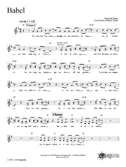 page one of Babel (Lead Sheet / Fake Book)