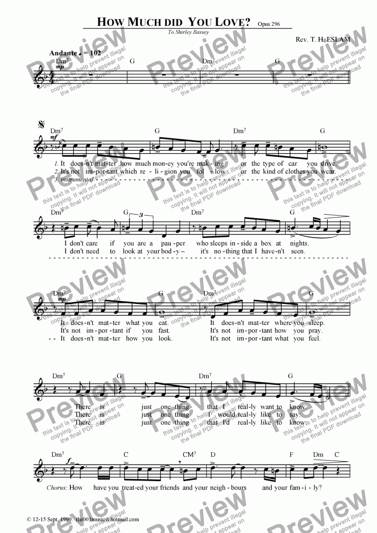 How Much Did You Love Download Sheet Music Pdf File