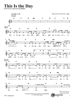 page one of This Is the Day (Lead Sheet / Fake Book)