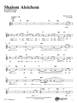 page one of Shalom Aleichem (Lead Sheet / Fake Book)