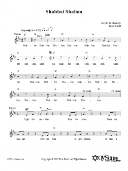 page one of Shabbat Shalom (Lead Sheet / Fake Book)