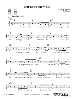 page one of Tear Down the Walls (Lead Sheet / Fake Book)