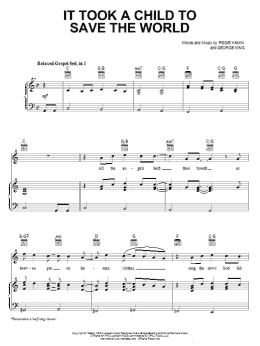 page one of It Took A Child To Save The World (Piano, Vocal & Guitar Chords (Right-Hand Melody))