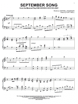 page one of September Song (Piano Solo)