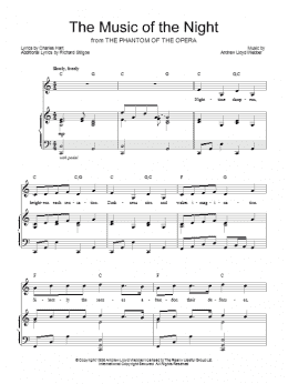 page one of The Music Of The Night (from The Phantom Of The Opera) (Piano, Vocal & Guitar Chords (Right-Hand Melody))