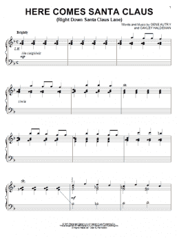 page one of Here Comes Santa Claus (Right Down Santa Claus Lane) (Piano Solo)