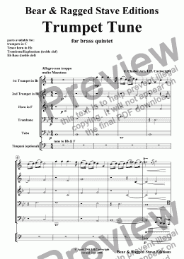 page one of Trumpet Tune for brass quintet (optional Timpani)