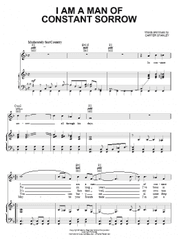 page one of I Am A Man Of Constant Sorrow (Piano, Vocal & Guitar Chords (Right-Hand Melody))