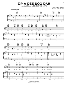 page one of Zip-A-Dee-Doo-Dah (from Song Of The South) (Piano, Vocal & Guitar Chords (Right-Hand Melody))