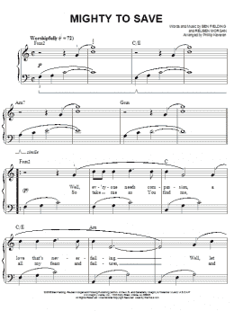 page one of Mighty To Save (arr. Phillip Keveren) (Easy Piano)