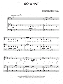 page one of So What (Piano, Vocal & Guitar Chords (Right-Hand Melody))