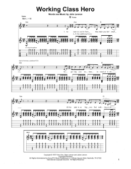 page one of Working Class Hero (Guitar Tab (Single Guitar))